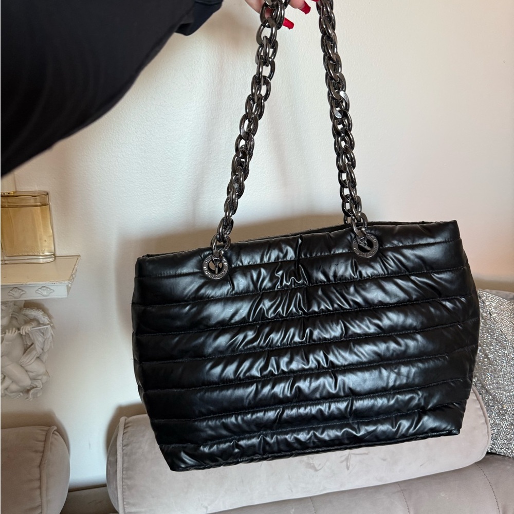 Think Royln Black Quilted Tote Bag